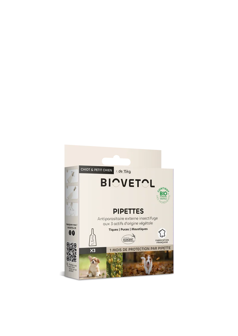 Biovetol - Pipettes Antiparasitaires pour Chiot et Chien de Petite Taille