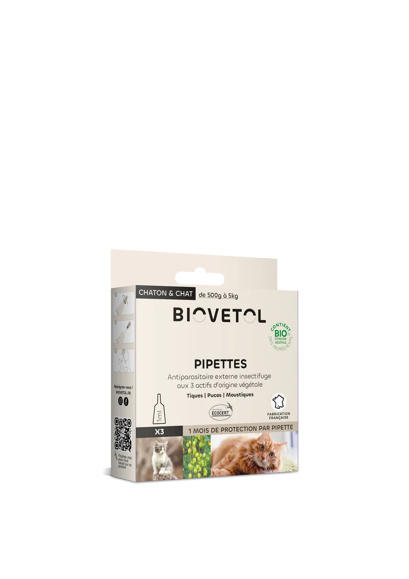 Biovetol - Pipettes Antiparasitaires pour Chat & Chaton