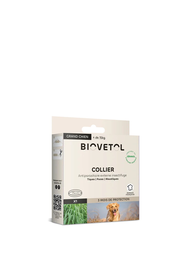 Biovetol - Collier Antiparasitaire pour Chien de Moyenne et Grande Taille