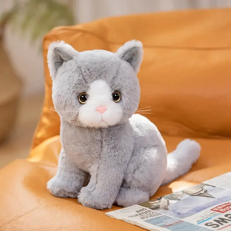 Peluche Chat Gris et Blanc