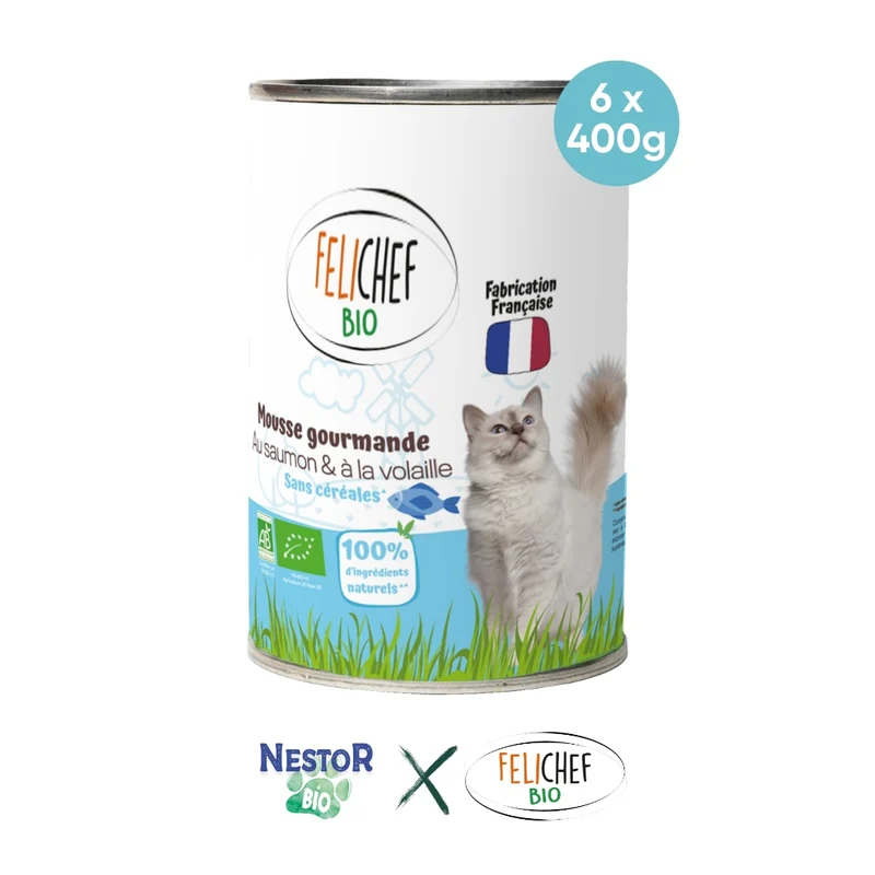 Mousse Chat - Saumon BIO sans céréales