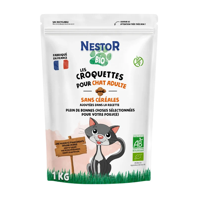 Croquettes sans céréales à la Volaille Bio Chat Adulte