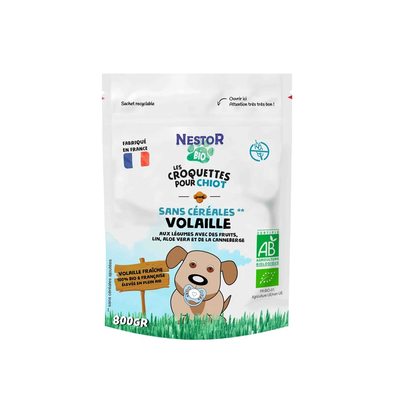 Croquettes Bio sans céréales à la Volaille Chiot