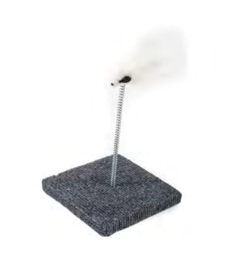 Zamibo Souris Blanche sur Ressort et Socle 14x24cm
