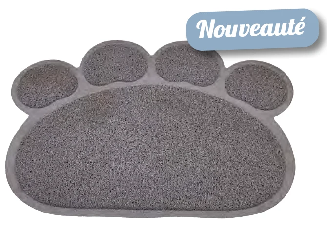 Zamibo Tapis pour Gamelles Forme Patte Gris 60x45cm
