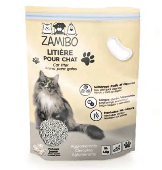 Zamibo Litière Agglomérante Jasmin 4kg 5l