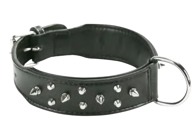 Zamibo Collier Chien Cuir Clouté Noir