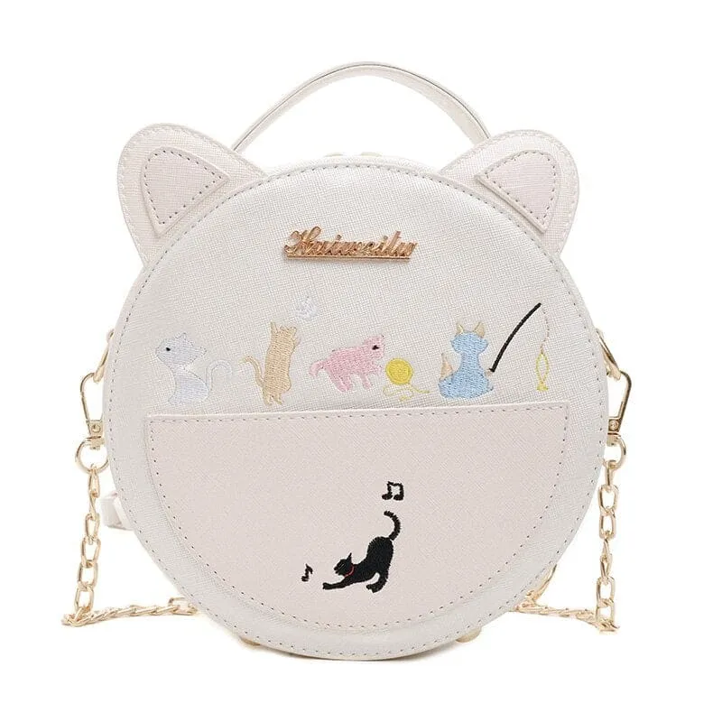Sac à bandoulière rond tête de chat ROUNYKAT™