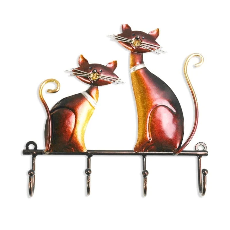 Patère Support mural range clés les 2 chats en fer forgé TWOKAT™