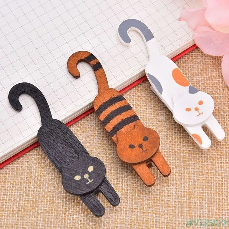 Pack de 3 pinces en bois en forme de chat WOODAKAT™