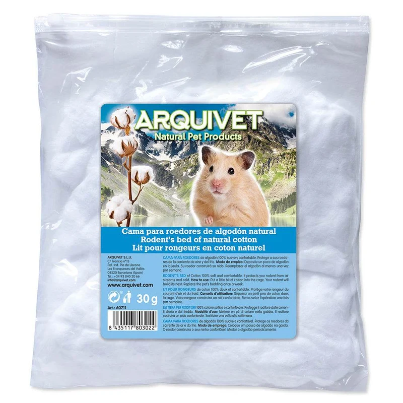 Algodón blanco para hamsters