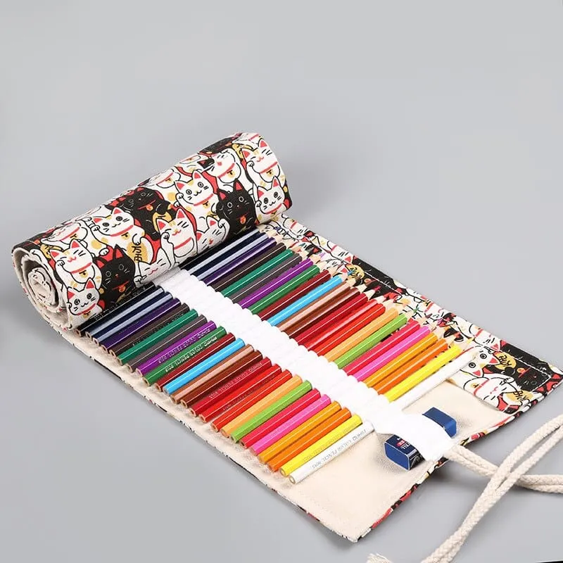 Trousse à crayons en toile motifs chats CANVAKAT™