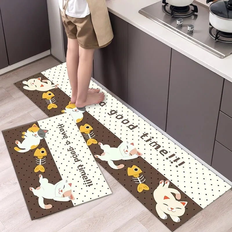 Tapis stylé chat kawaii antidérapant RUGSKAT™ (Lot de 2)