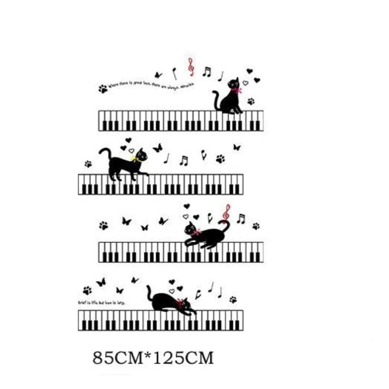 Sticker mural chat partition de piano PIANOKAT™