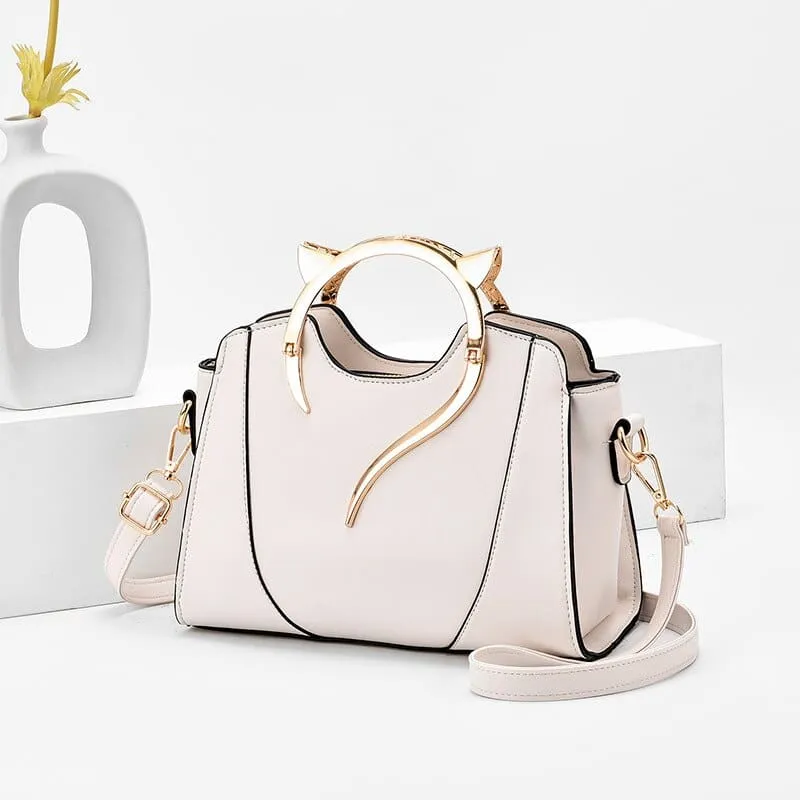 Sac à main chat simili cuir poignée tête de chat BAGANKAT™
