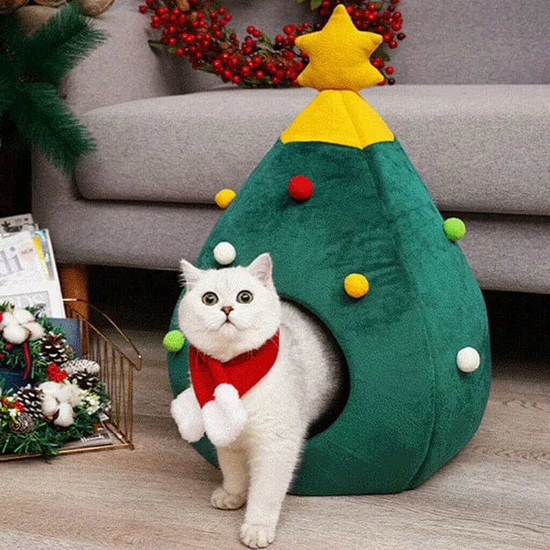 Niche pour chat en forme de sapin de Noël KAMAKAT™