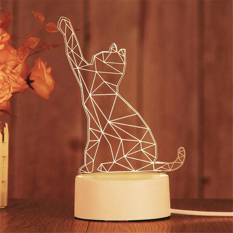 Lampe veilleuse 3D chat qui lève la patte MALISKAT™