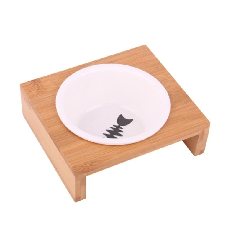 Gamelle Triple bol en céramique support bambou BAMBOOKAT™