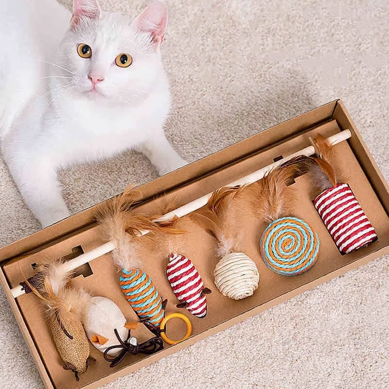 Coffret cadeau jouets pour chat en plume et sisal GIFBOXKAT™