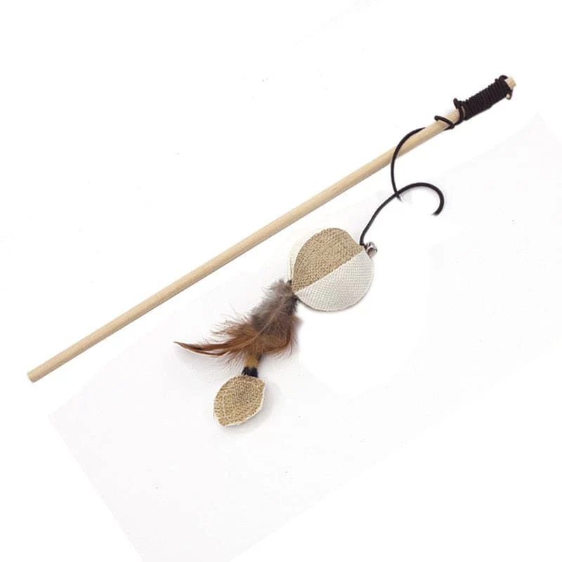 Canne à pêche en bois artisanale pour chat ARTISAKAT™