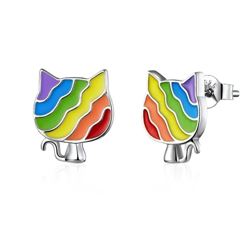 Boucle d'Oreilles Chat Arc-en-ciel RAINBOKAT™