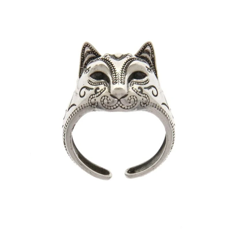 Bague tête de chat masque vénitien en argent VENITIKAT™