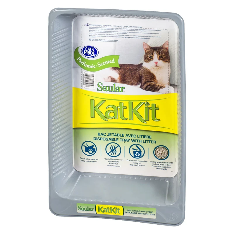 Saular - KatKit Parfumée - Bac Jetable avec Litière d'Argile pour Chats