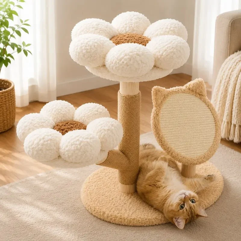 Arbre à chat floral en bois massif - Design | FloraNest