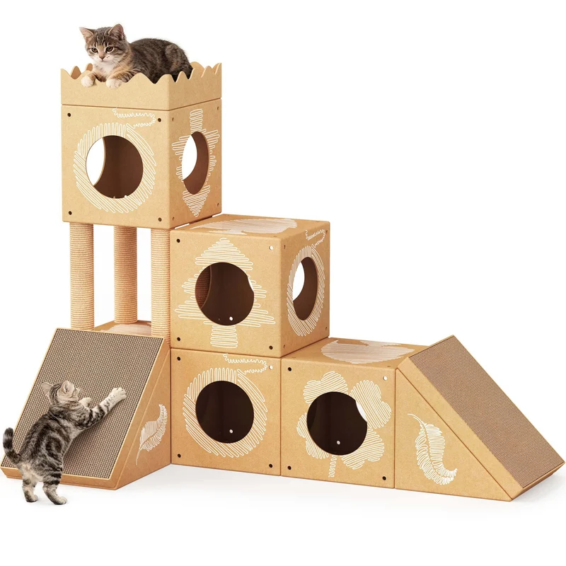 PalNests 3-in-1 Modular Cardboard Cat Tree & Scratcher House