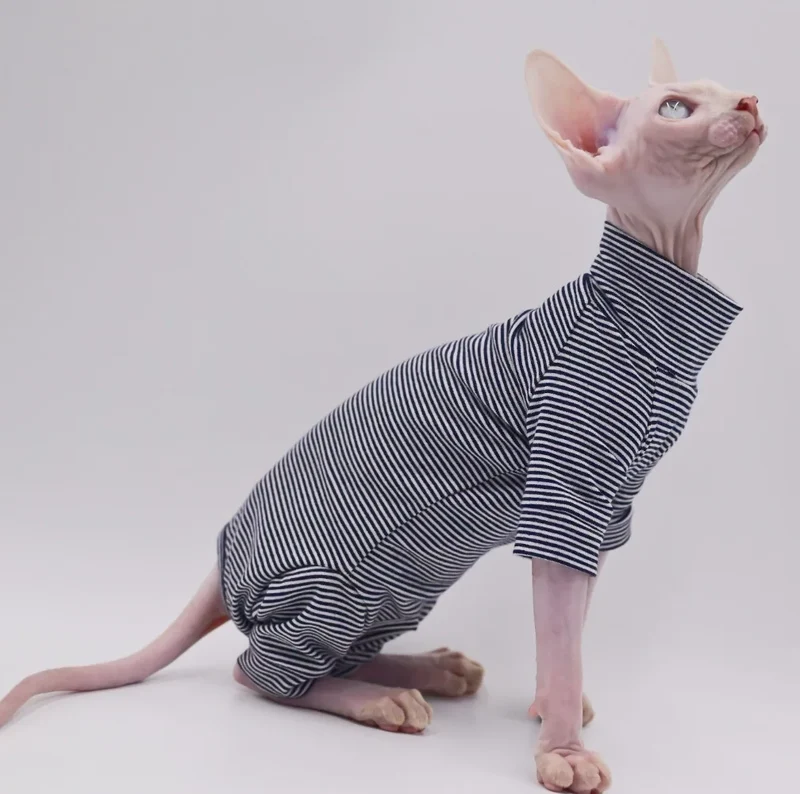 T-Shirt Rayé Confortable Pour Chat Sphynx