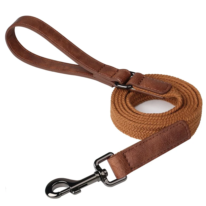 Laisse Pour Chien En Nylon Durable 1,5 M Avec Poignée En Cuir Robuste