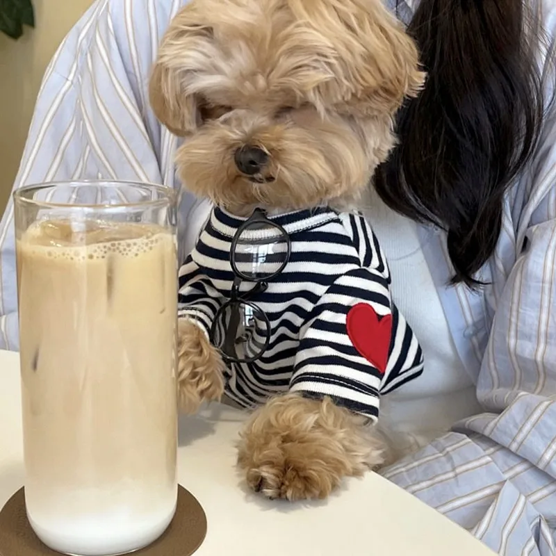 T-shirt Mignon Rayé Love Pour Chien