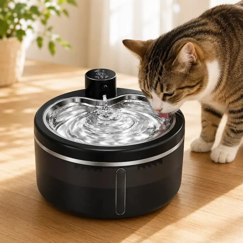 Fontaine à eau chat inox 3L - Silencieuse | AquaMia