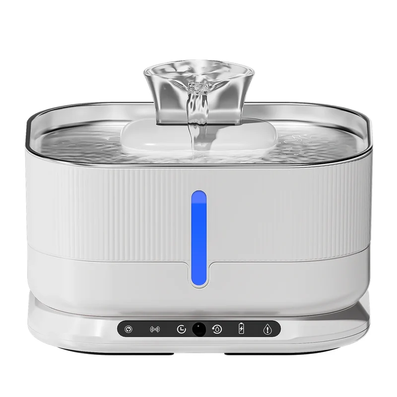 Fontaine à eau pour chat sans fil en acier inoxydable avec capteur intelligent et LED "Source Zen"
