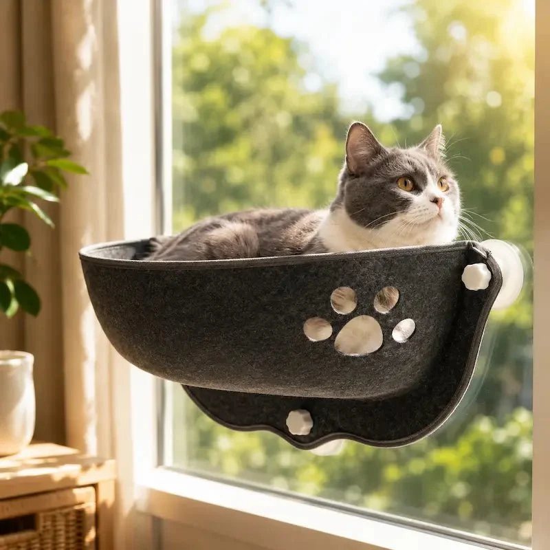 Lit chat fenêtre ventouse - Vue panoramique & confort assuré | WindowBed