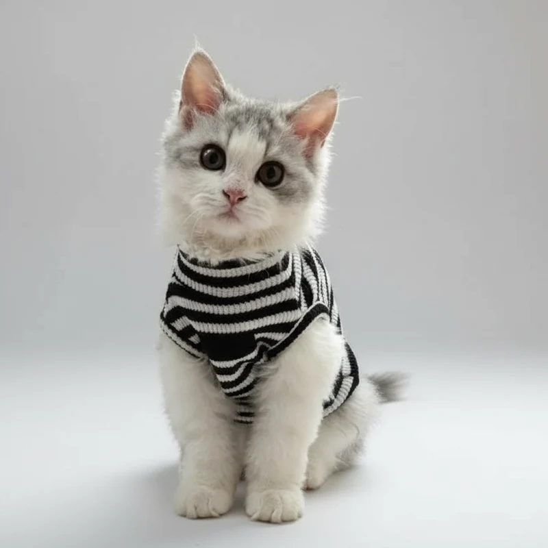 T-shirt Léger En Coton Rayé Pour Chat
