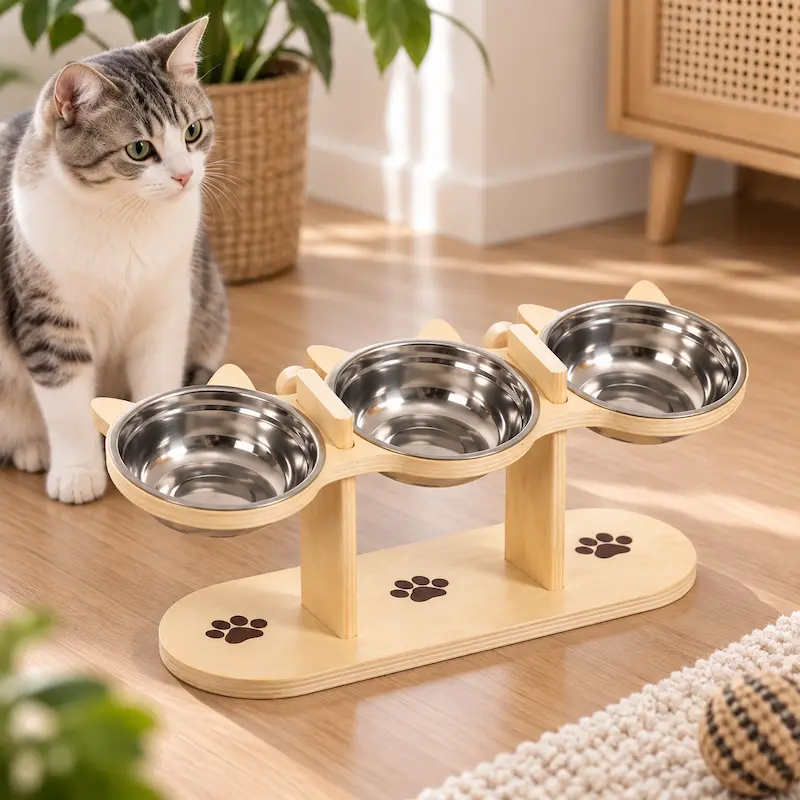 Gamelle triple pour chat - Repas zen et digestion facile