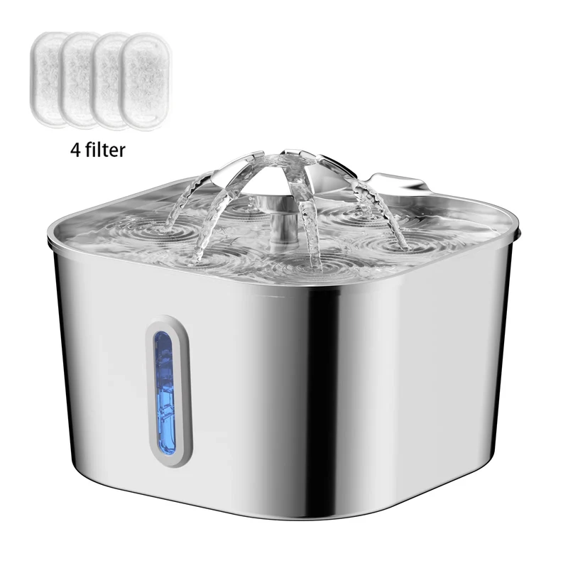 Fontaine à Eau Chat 2,2L Inox – Silencieuse & Filtrante