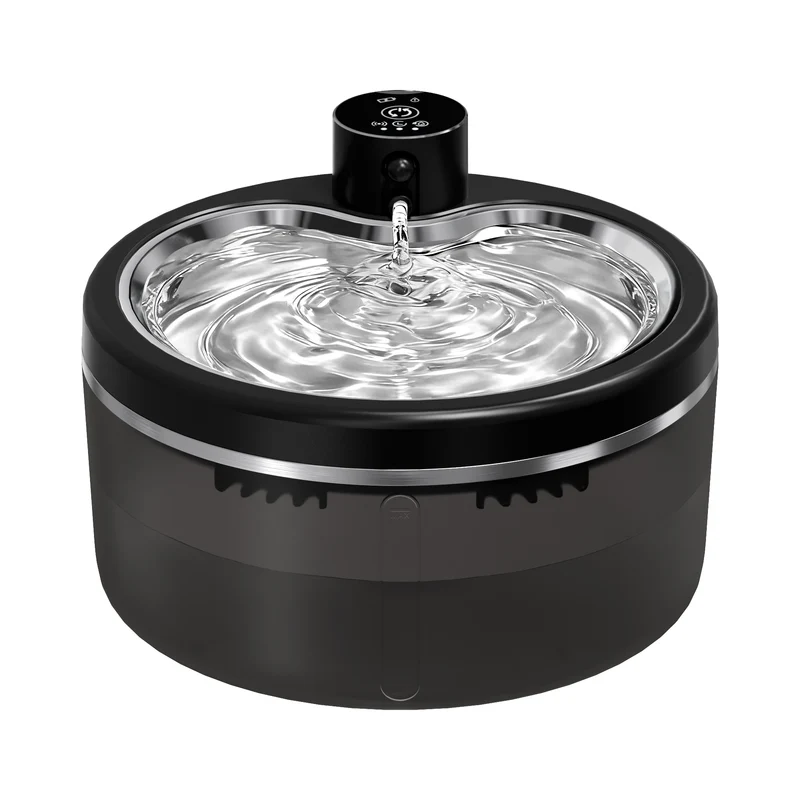 Fontaine à Eau Chat Sans Fil 3L Inox Noir Minuit + Filtres