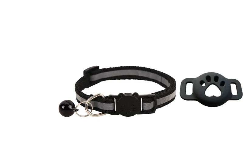 Collier Réfléchissant avec Porte-AirTag pour Chat – Compatible iPhone, Visibilité Nocturne