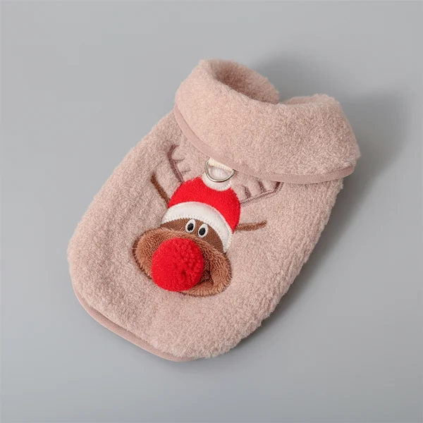 Gilet Polaire Noël Motif Elan Pour Chien