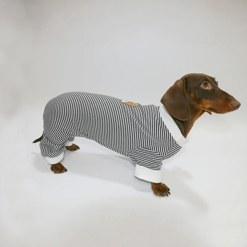 T-Shirt Rayé Manches Longues Pour Chien Teckel