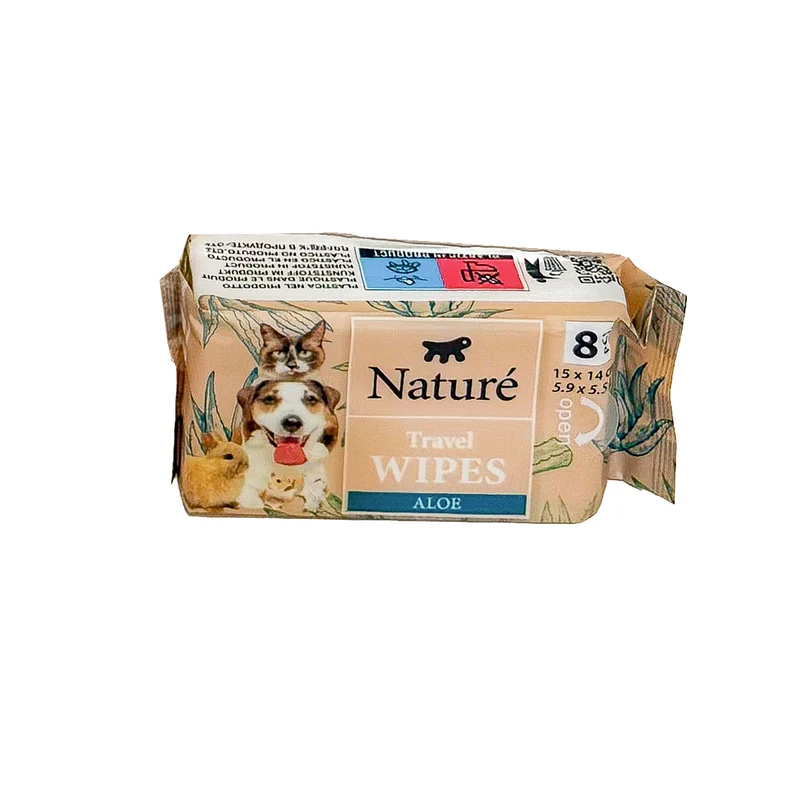 LINGETTES DE VOYAGE NATURÈ POUR CHIENS ET CHATS (x8)
