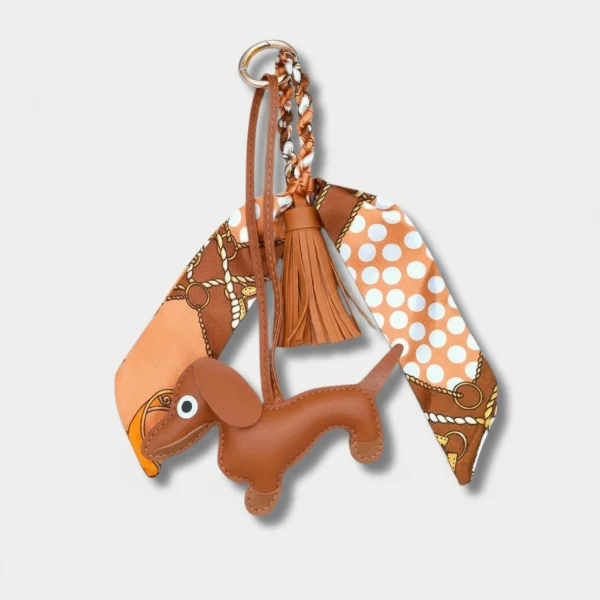 Porte-Clés Chien Teckel Avec Foulard Et Pompon