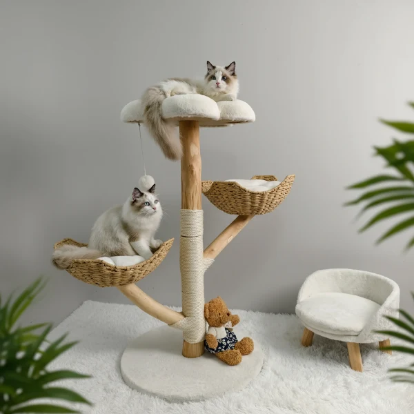 Arbre à chat griffoir en bois massif avec sisal - Oscar et Plume