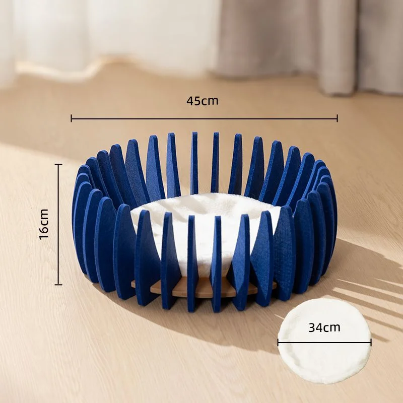 Cocon douillet pour chat en bois et feutrine | Lit design confortable