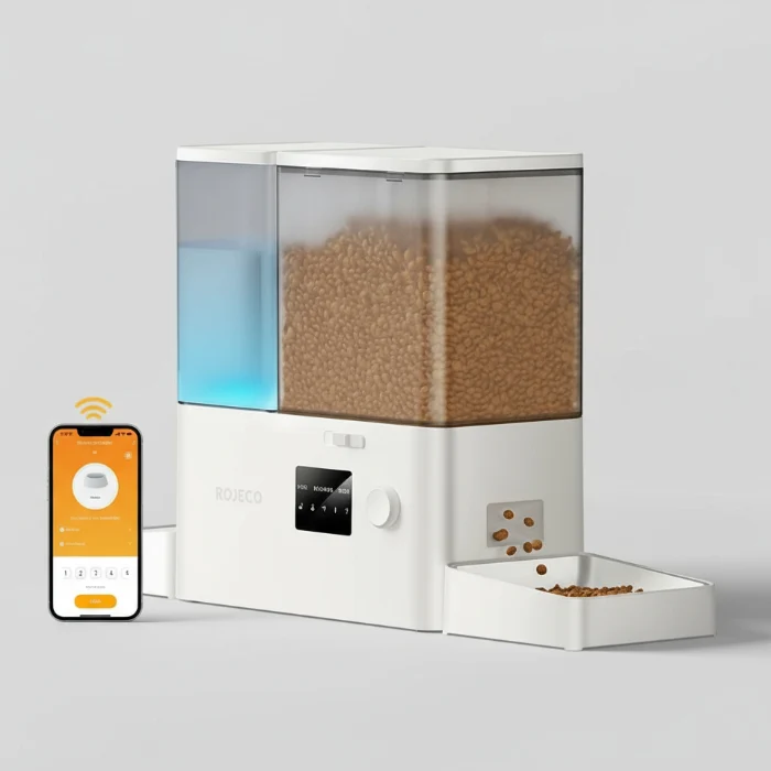 Distributeur de croquettes connecté avec caméra pour chien et chat – gestion précise des r