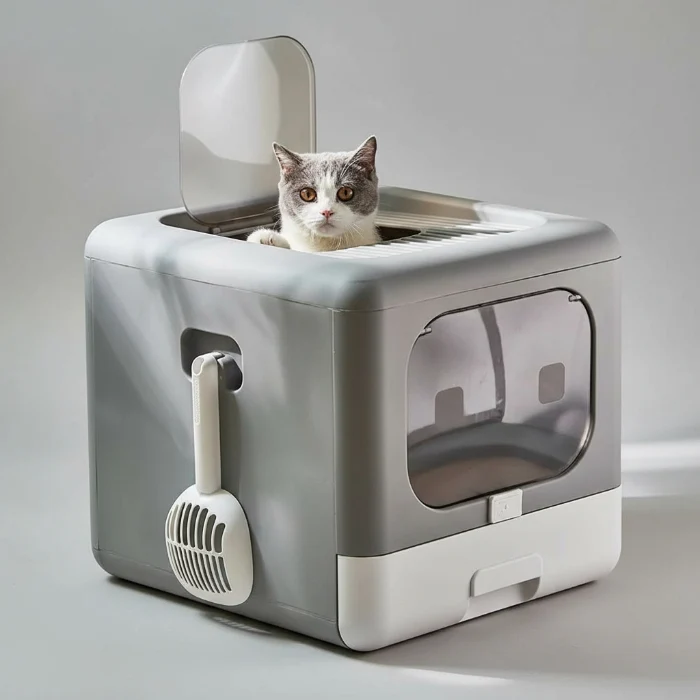 Bac à litière chat double entrée avec pelle | Oscar et Plume