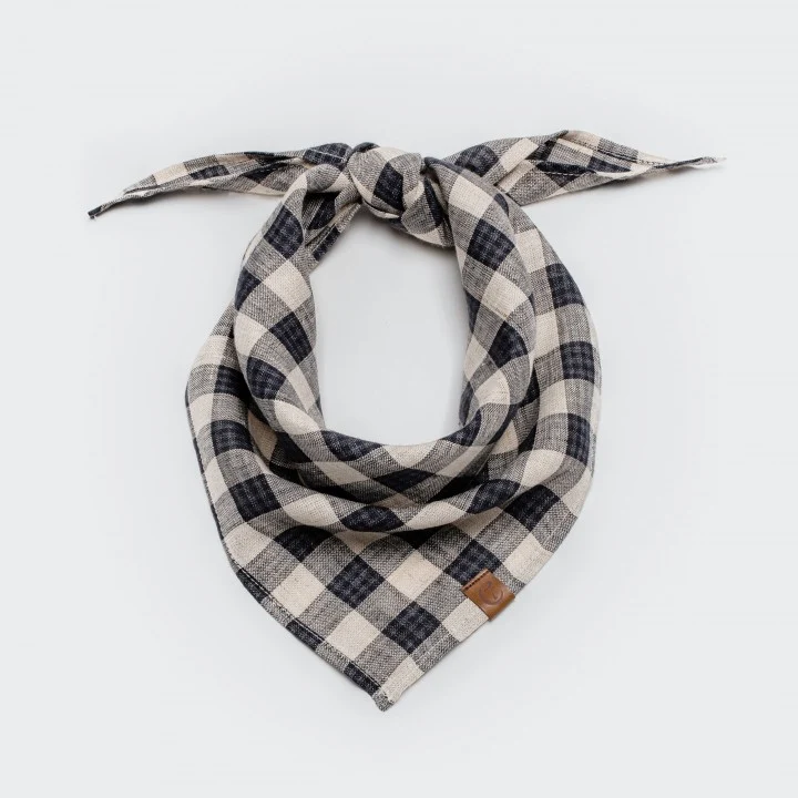 Bandana pour chien Vichy beige/ bleu