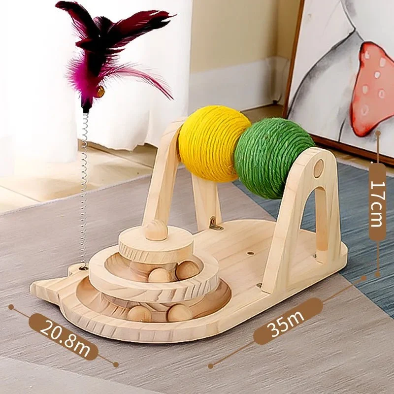 Ensemble Jouet Bois Et Sisal Pour Chat